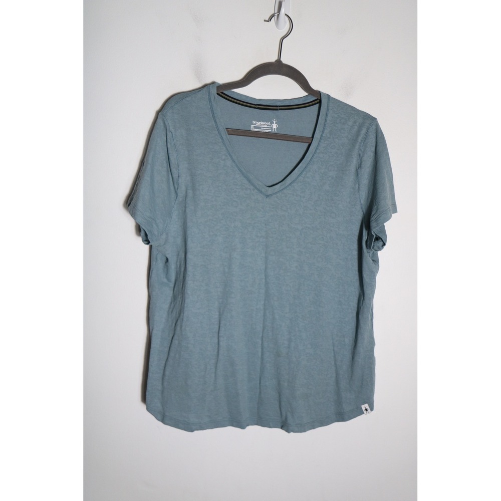 Smartwool Merino 150 Lace T Shirt Womens XL Wool Blue Active V Neck Short Sleeve
